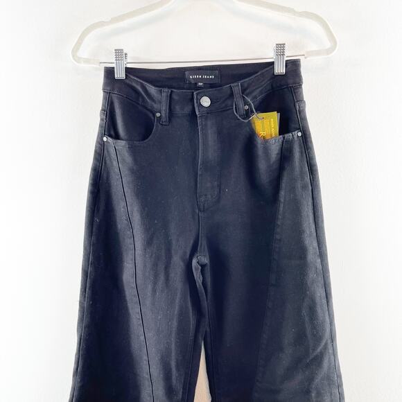 Risen Courtney High Waisted Denim Wide Leg Jeans Solid Black 5 / 27 - Picture 12 of 13